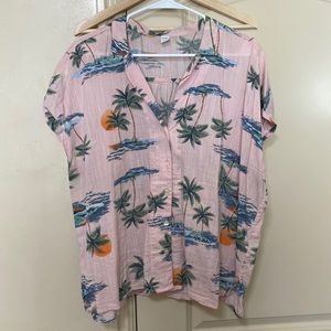 XL Light pink Hawaiian shirt button up collared